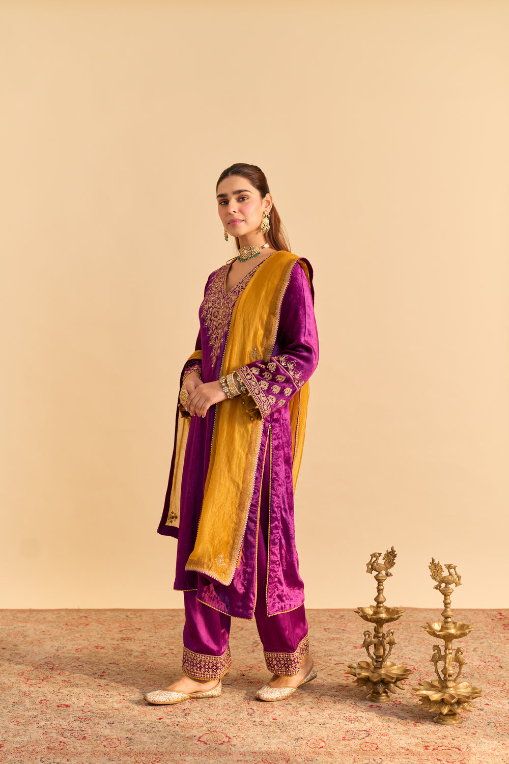 Aynaz - Deep Purple Kurta with Salwar