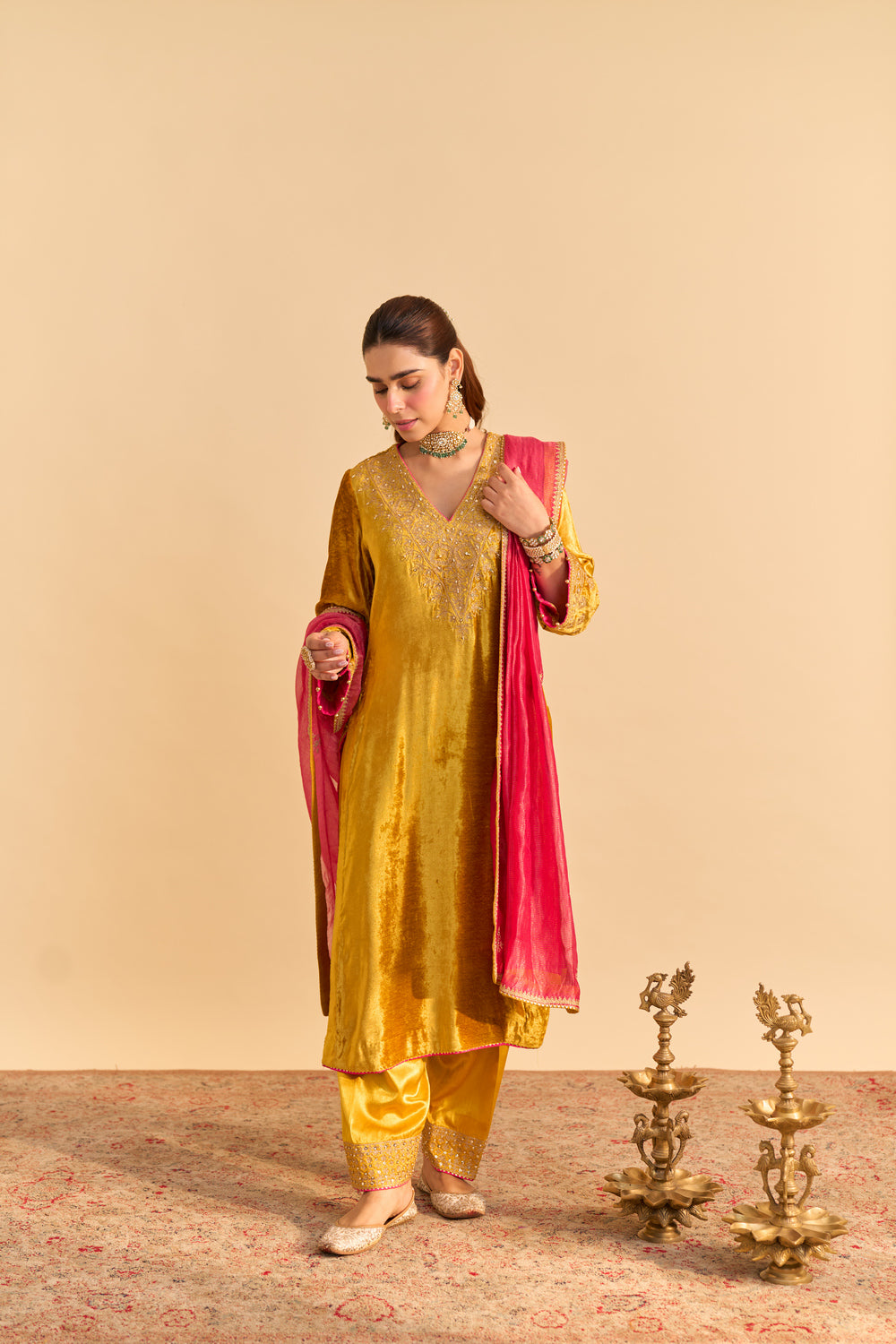 Aynaz - Mustard Kurta with Salwar