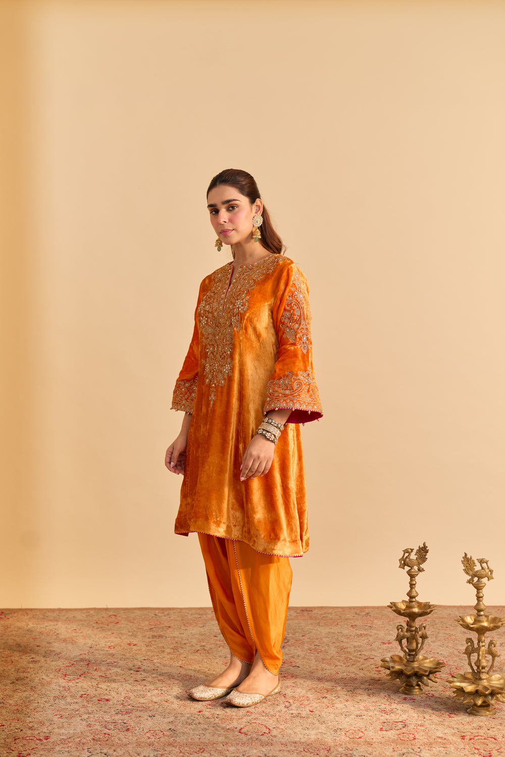 Eira - Orange A-line Kurta with Dhoti