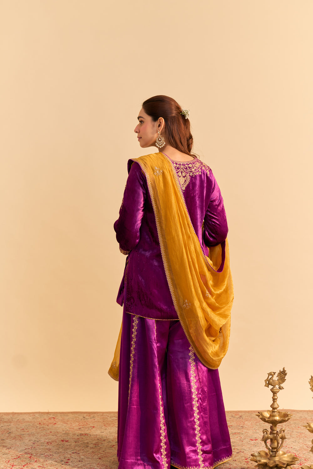 Aroob - Deep Purple Kurta with Sharara and Dupatta