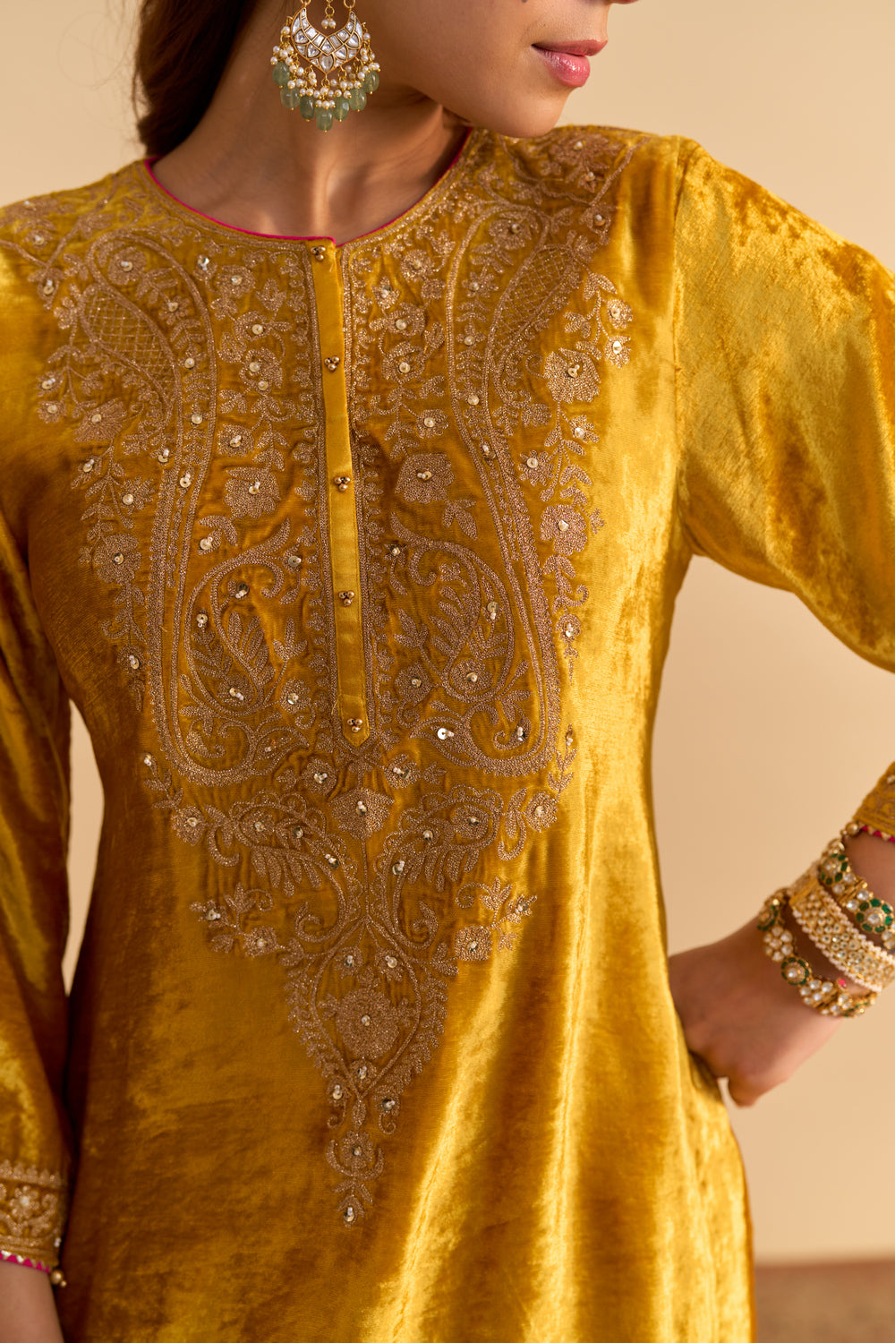 Aroob - Mustard Kurta with Sharara and Dupatta