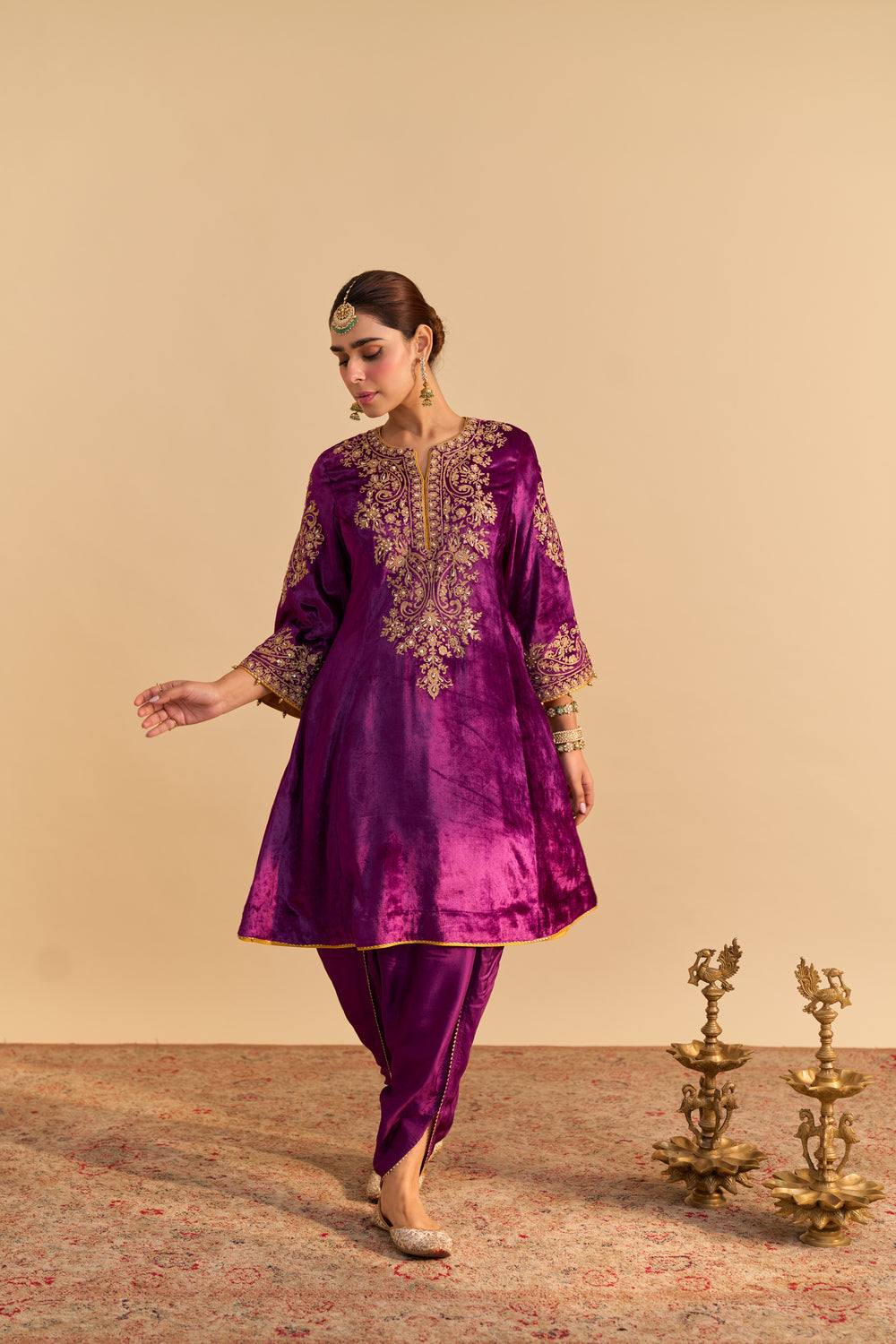 Eira - Deep Purple A-line Kurta with Dhoti