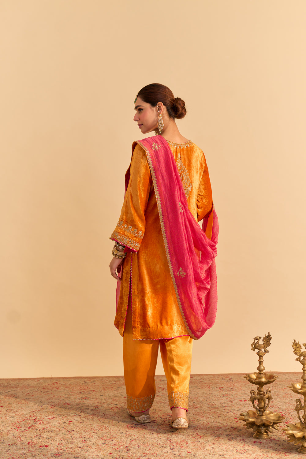 Fareeha - Orange Kurta with Salwar