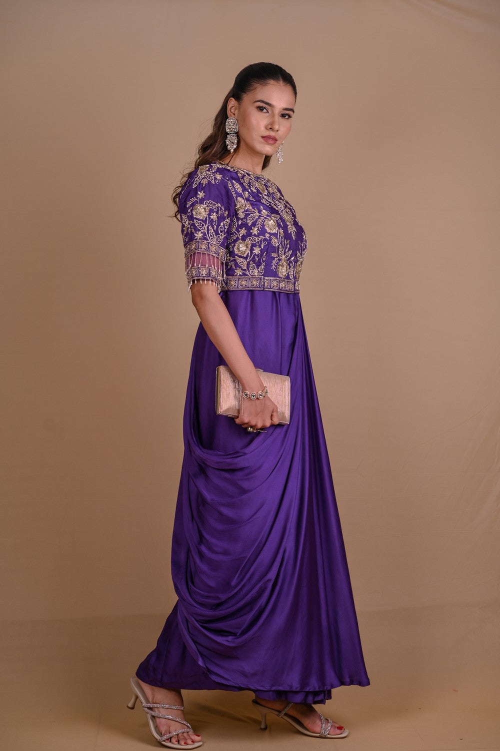 Purple Jacket-Gown set