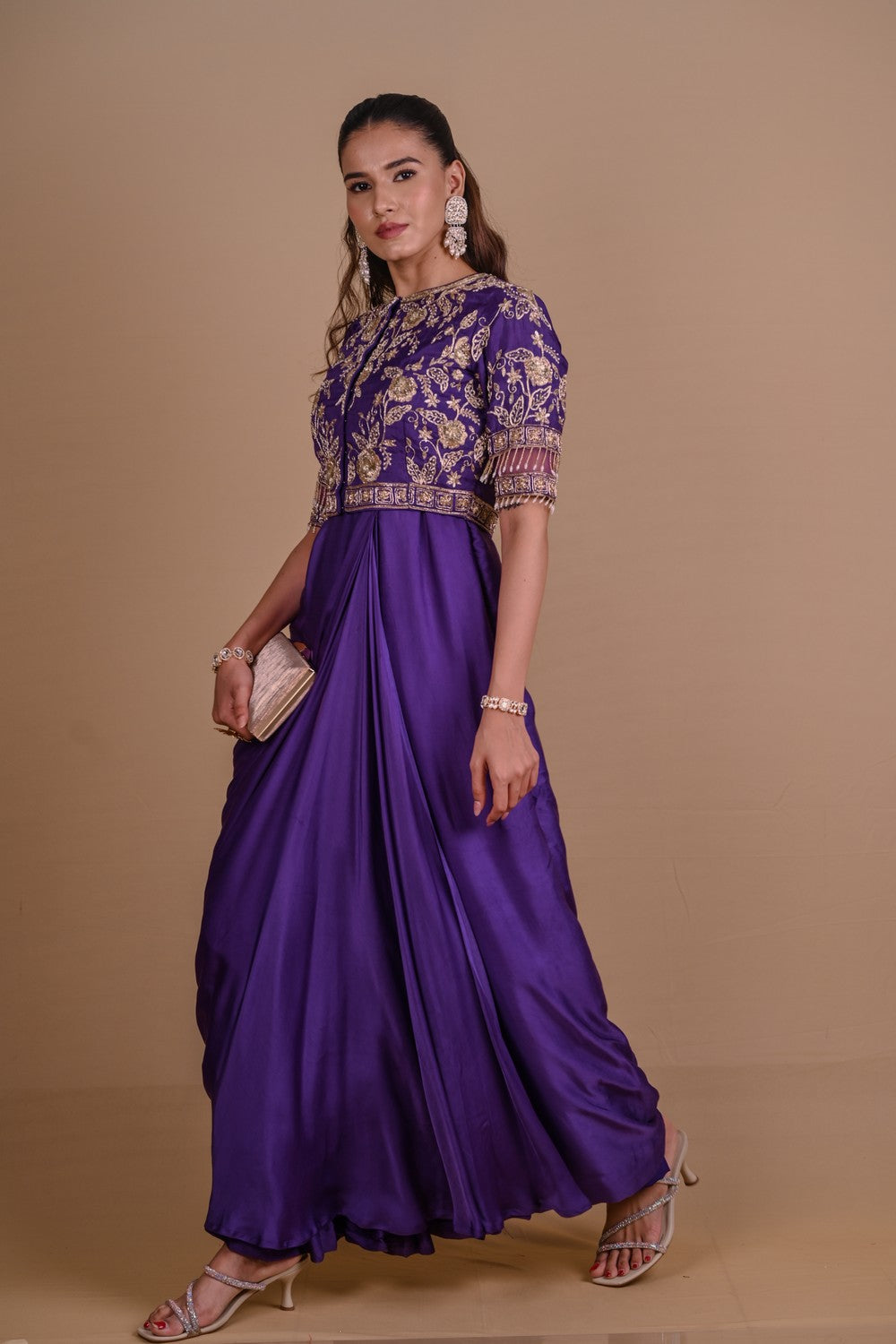 Purple Jacket-Gown set