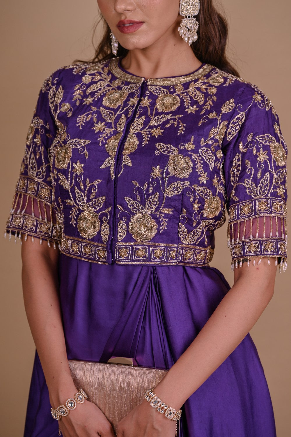 Purple Jacket-Gown set