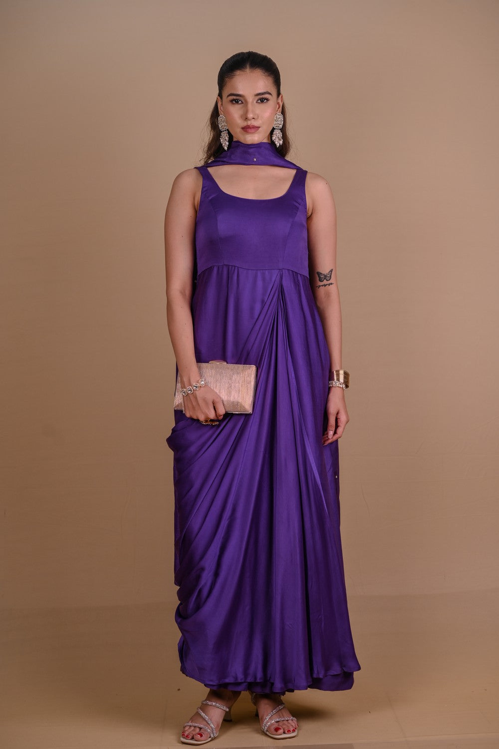 Purple Jacket-Gown set