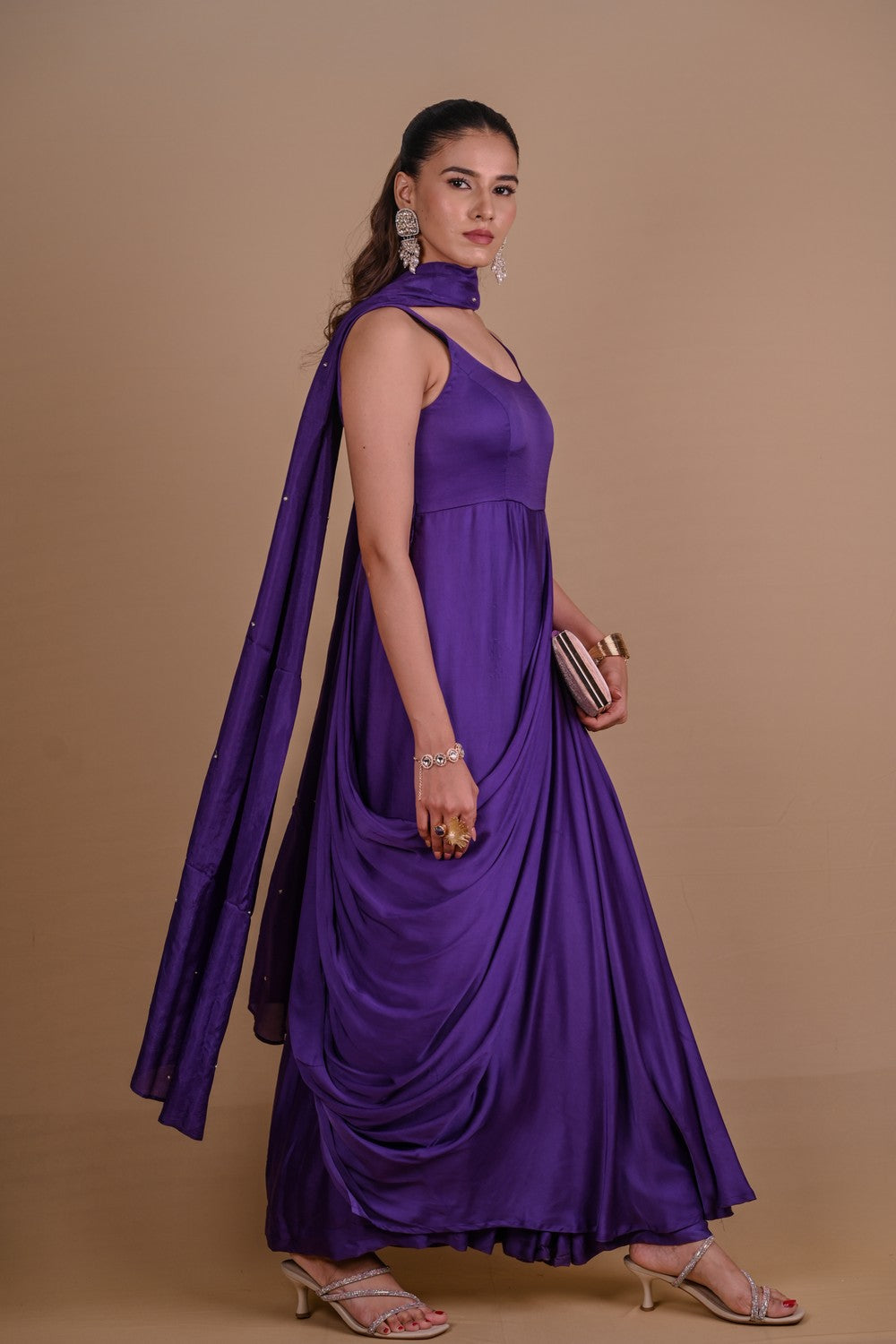 Purple Jacket-Gown set