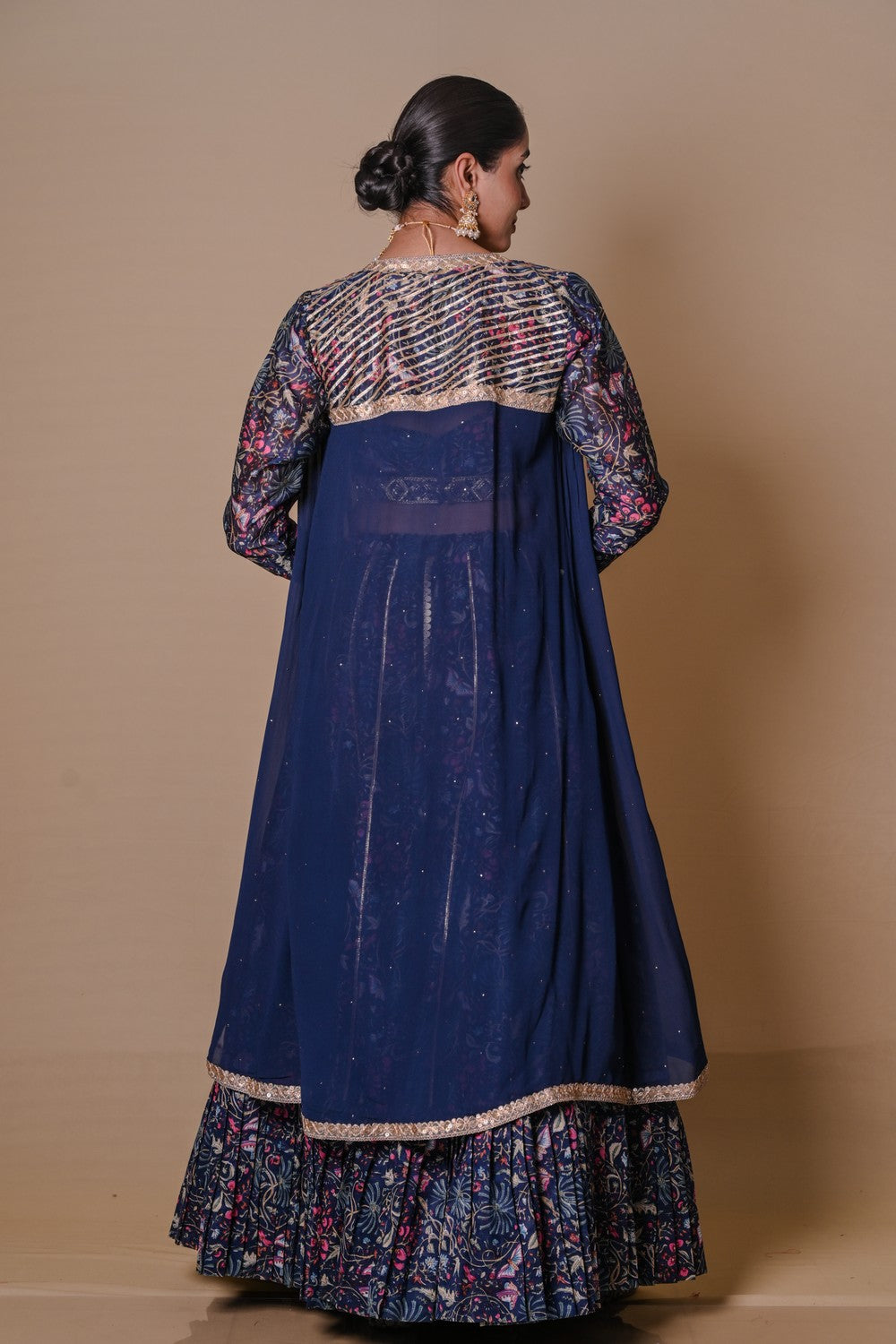 Navy blue lehenga & jacket set
