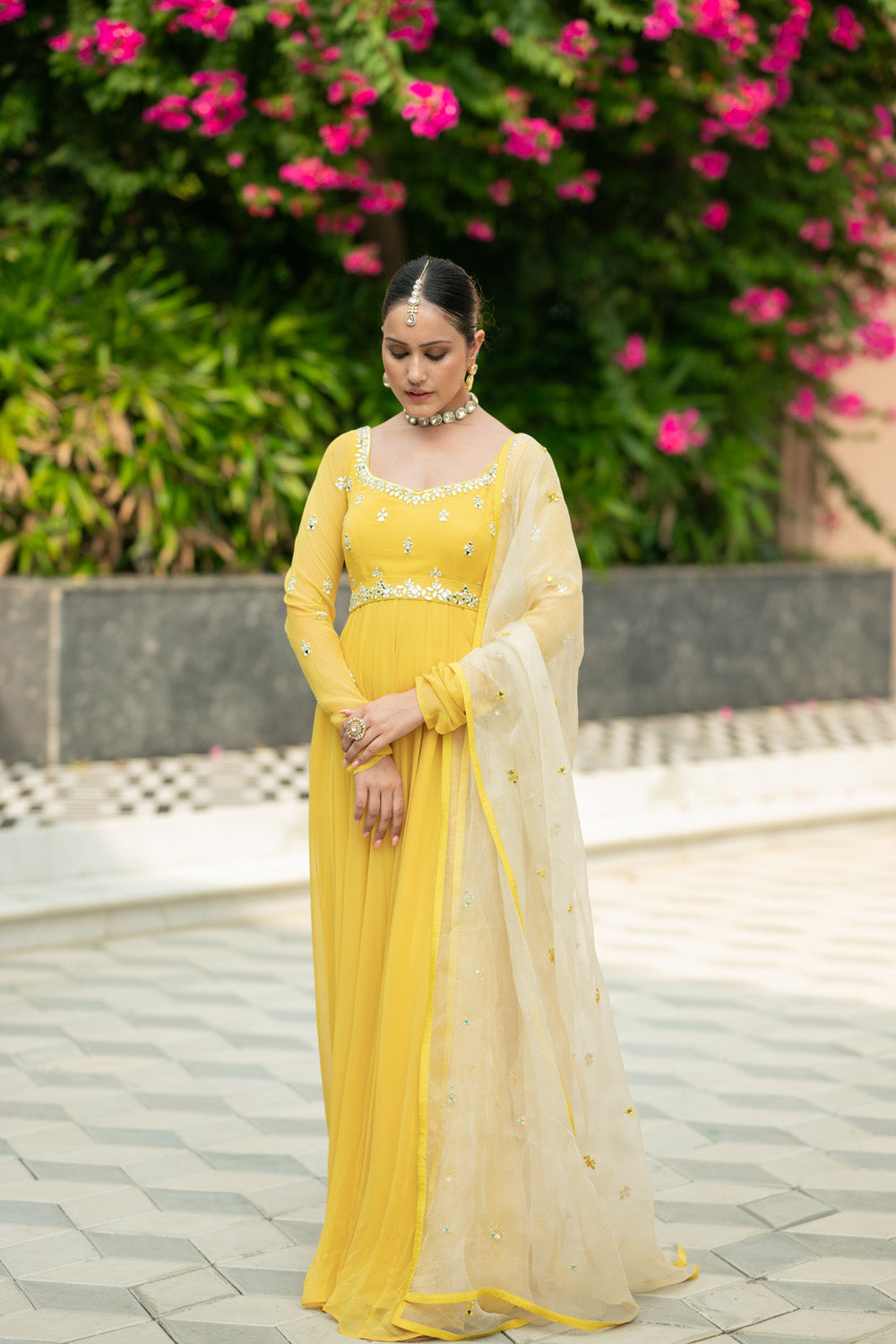 Yellow Anarkali Set