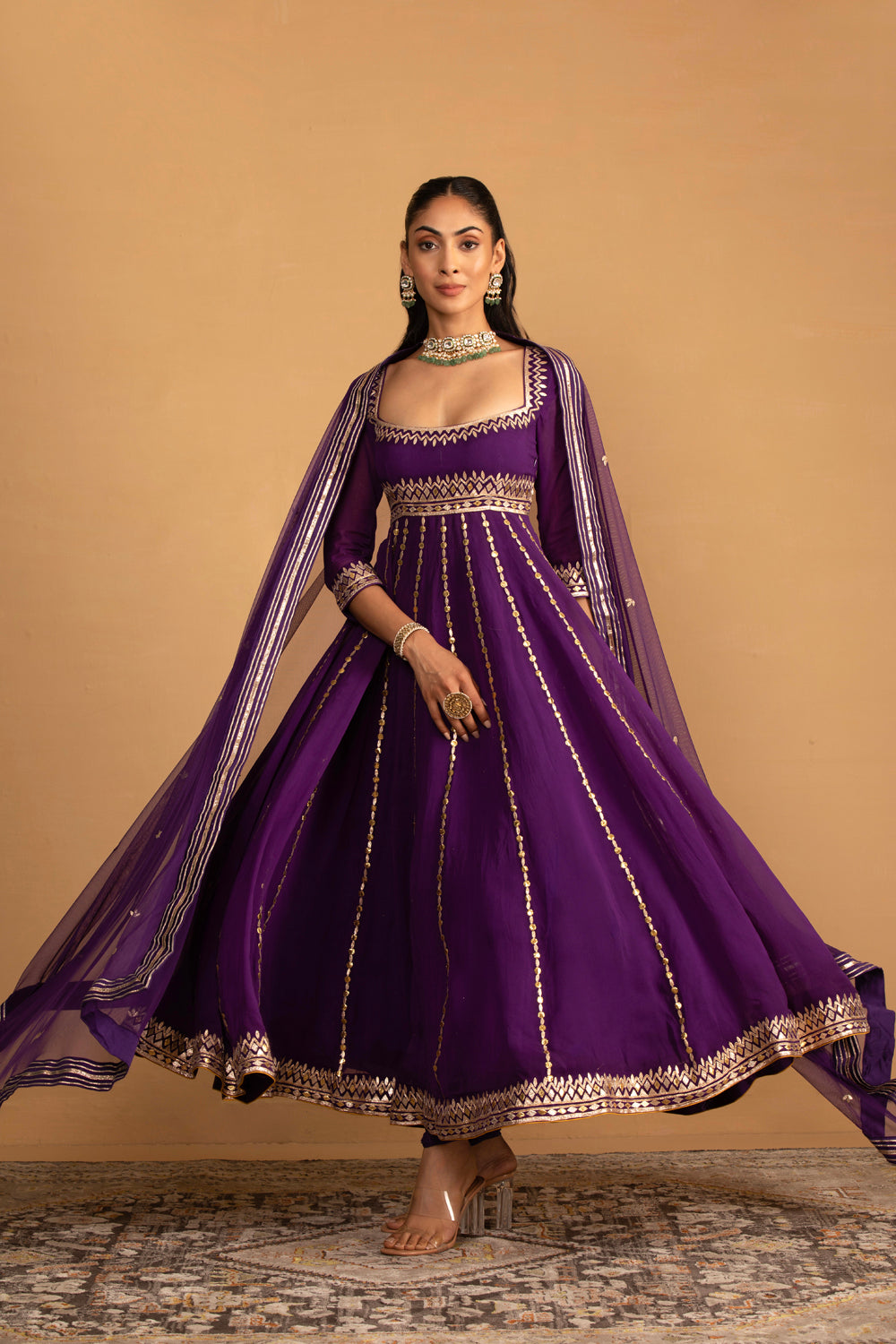 Purple Anarkali Set