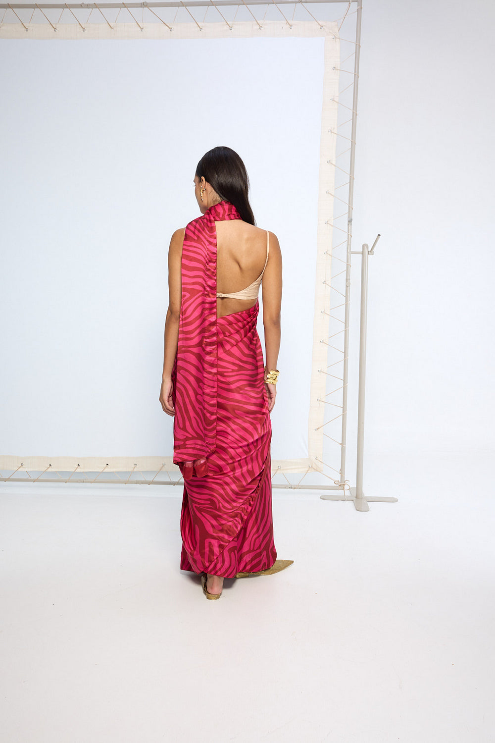 Pink Zebra Print saree