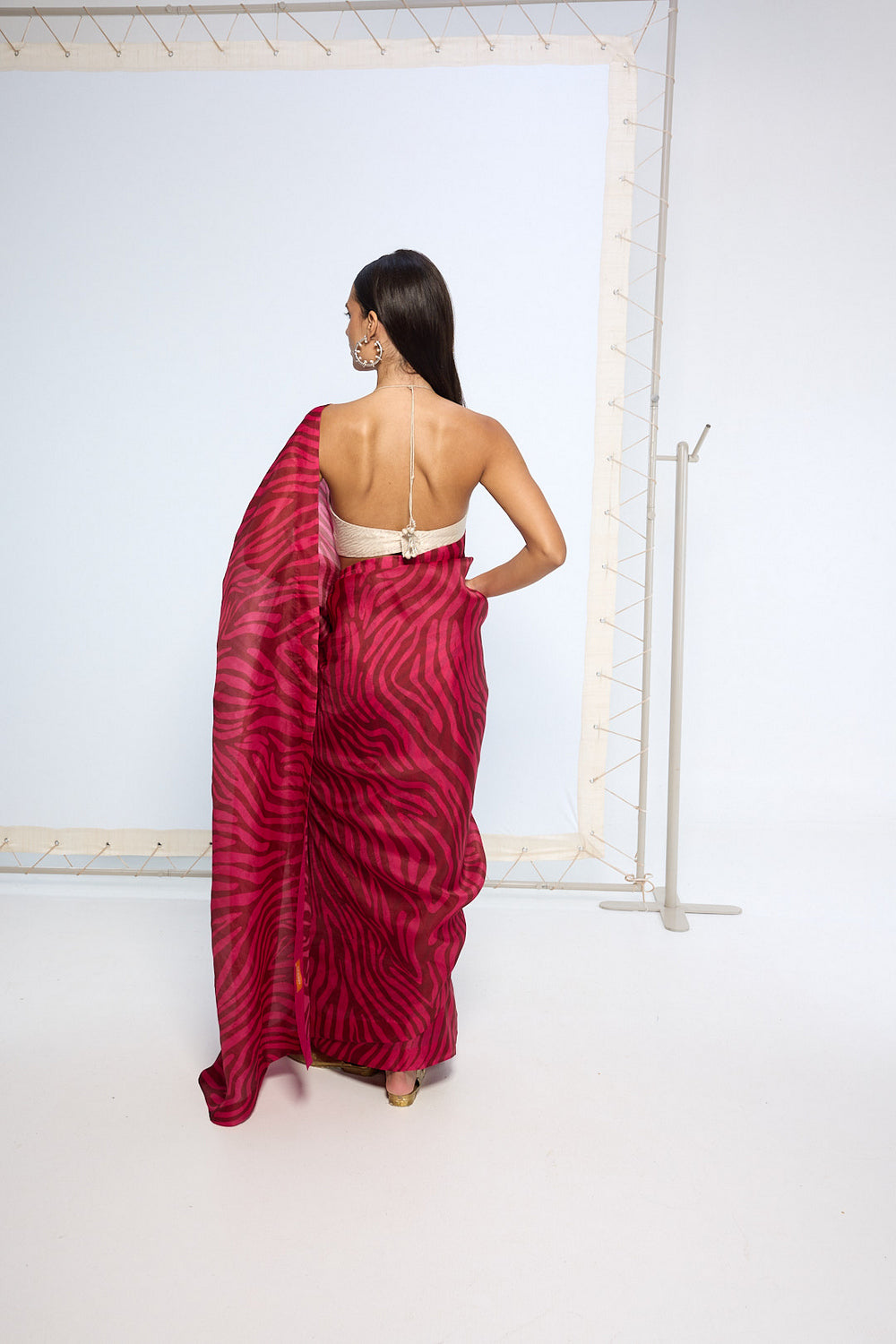 Pink Zebra Print saree