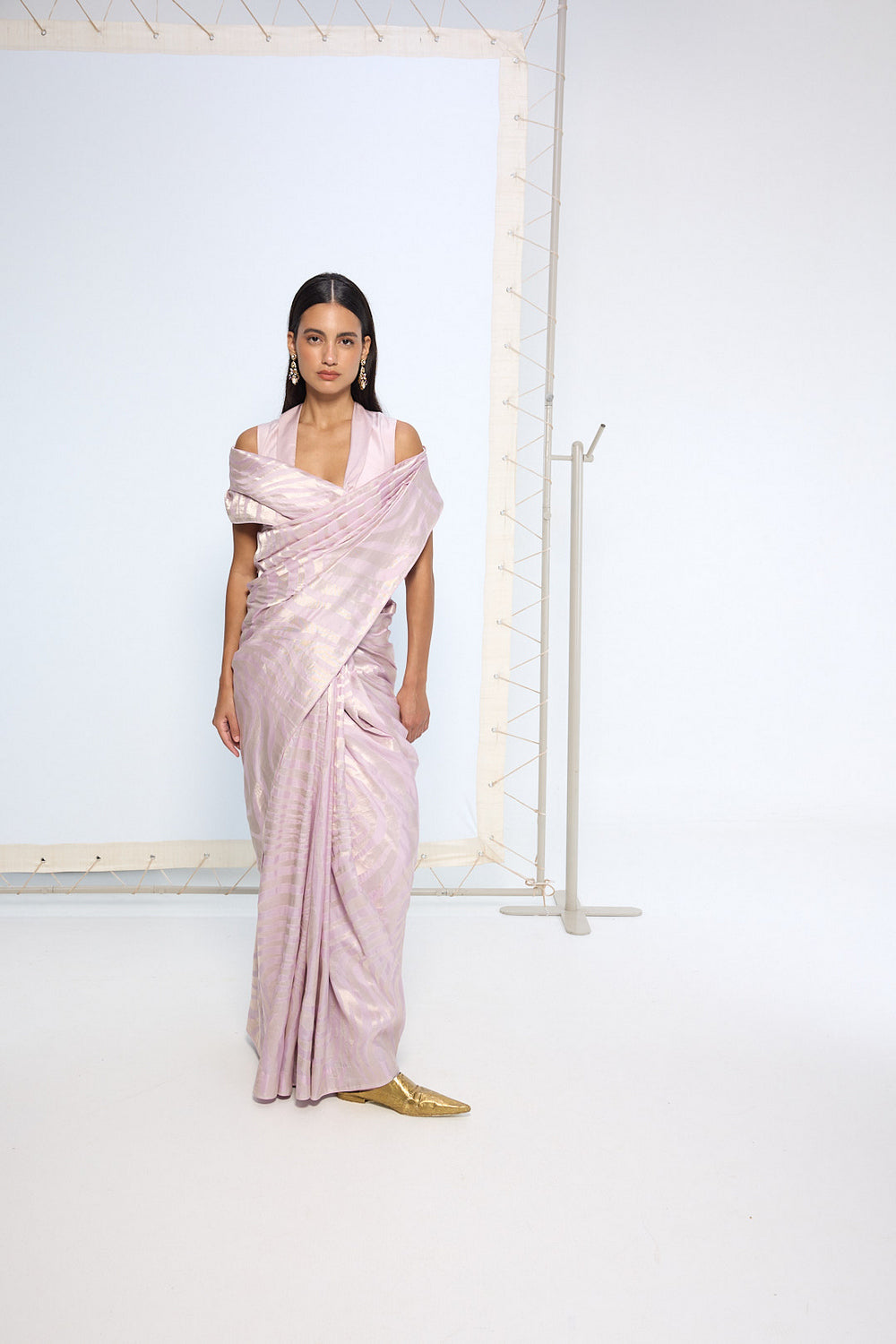 Handwoven Lilac Silk Saree