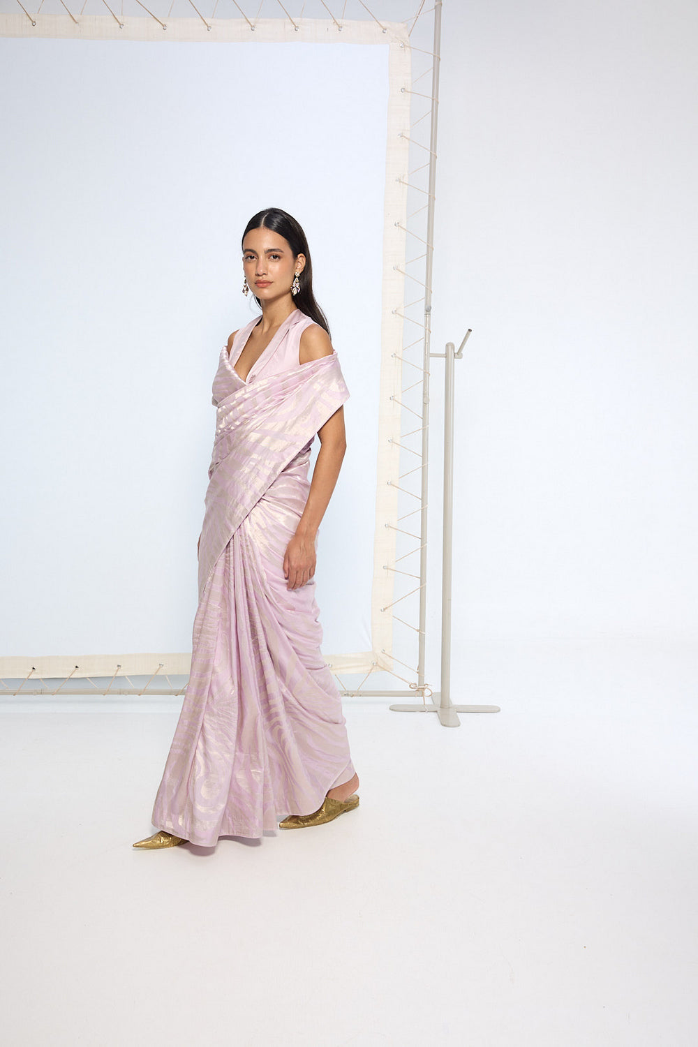 Handwoven Lilac Silk Saree