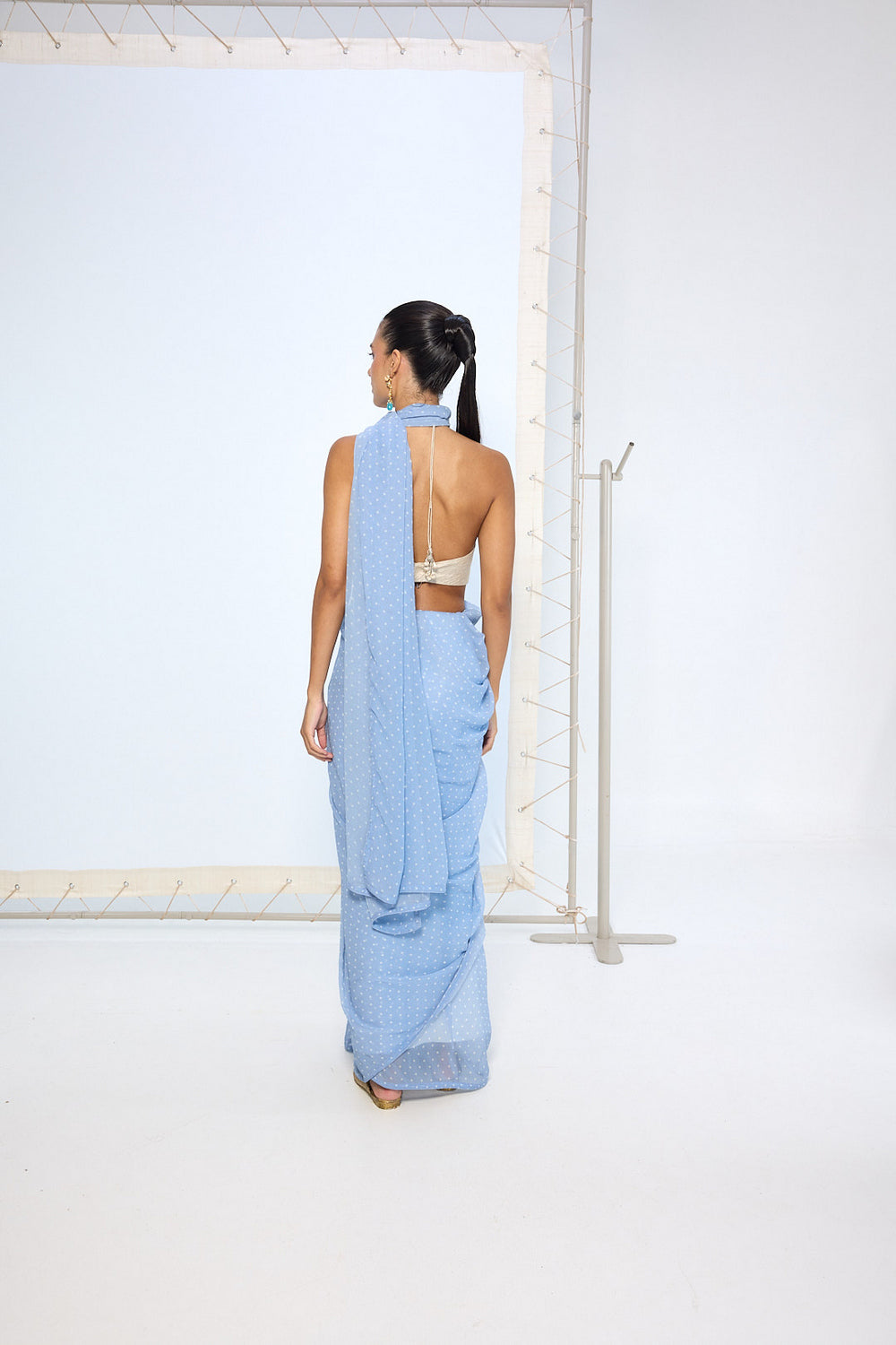 Blue Polka Dotted saree