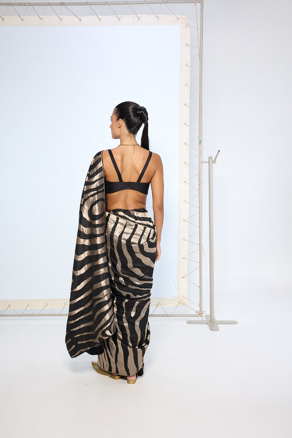 Handwoven Black & Silver Silk Saree