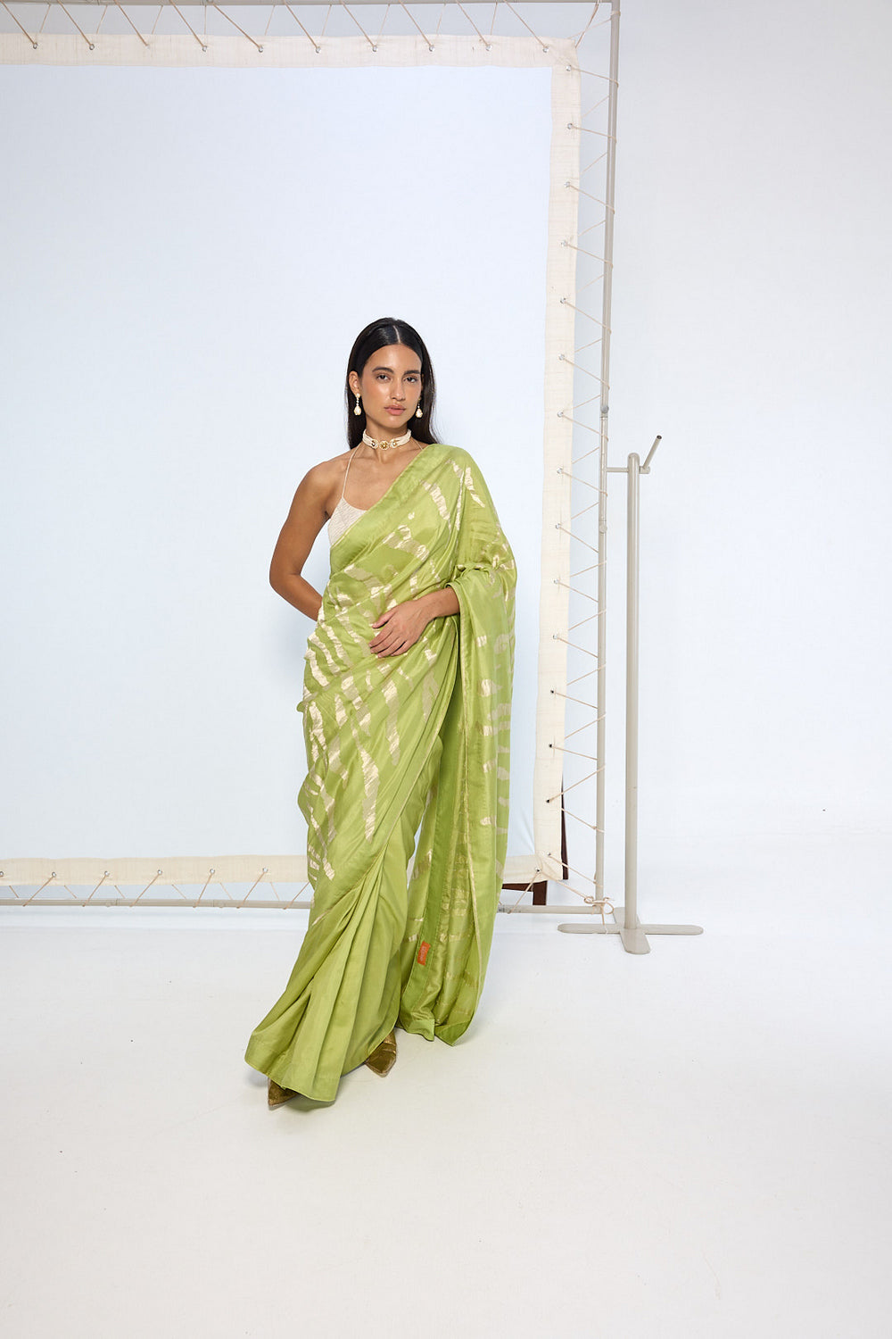 Handwoven Sage Green Silk Saree