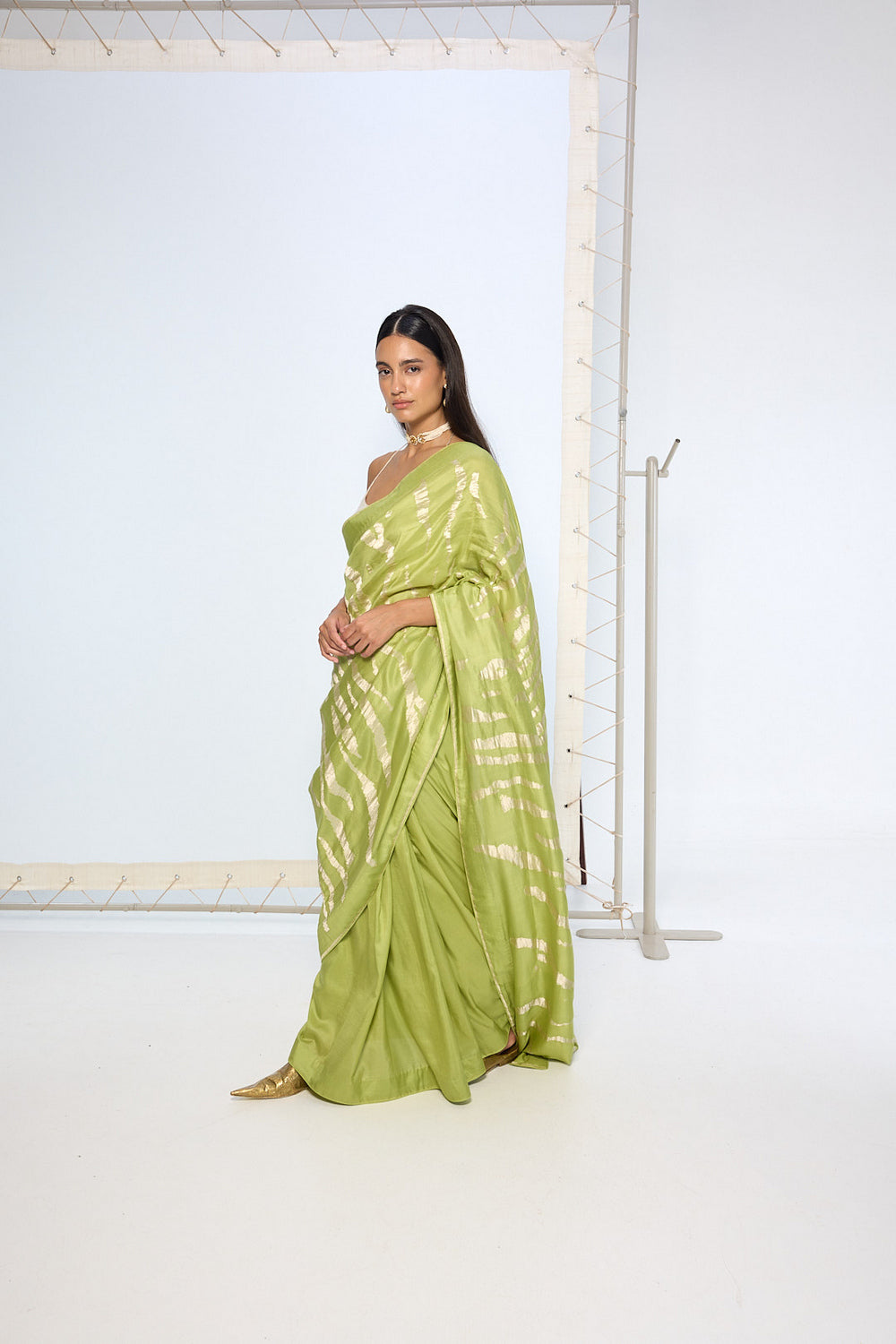 Handwoven Sage Green Silk Saree