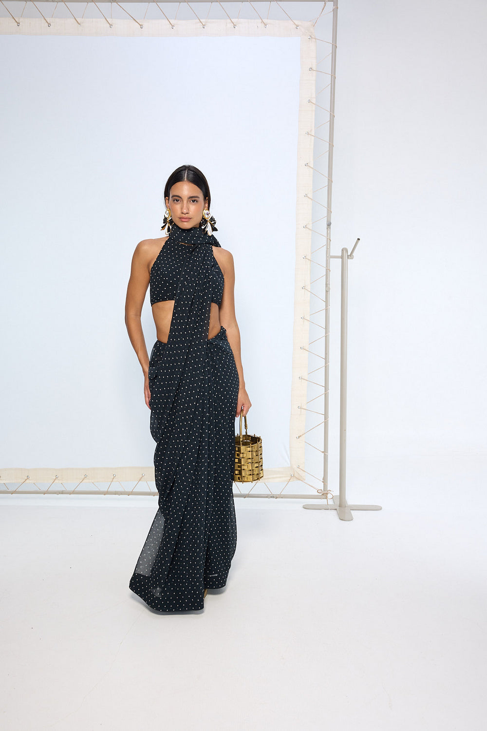 Noir Polka Dotted Saree