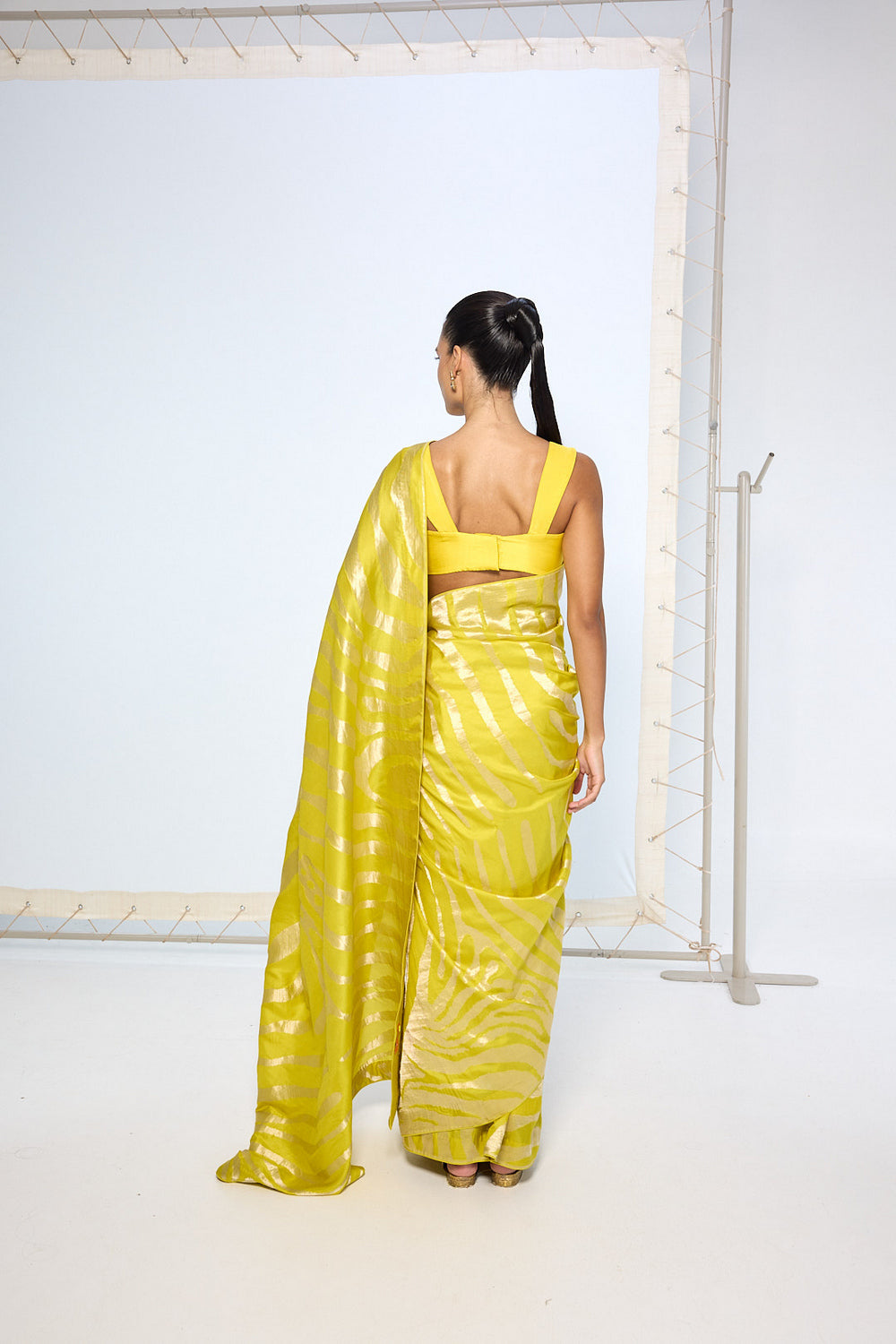 Handwoven Citrine Yellow Silk Saree