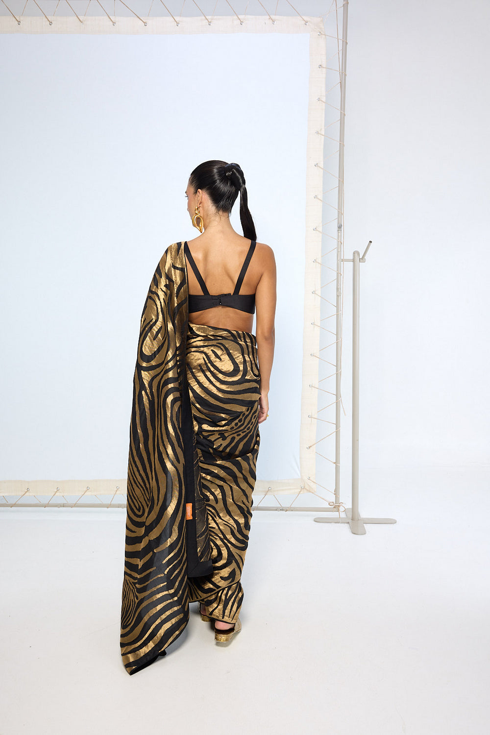 Handwoven Black & Gold Silk Saree