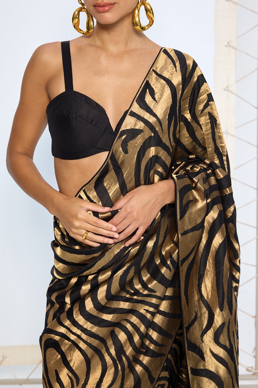 Handwoven Black & Gold Silk Saree