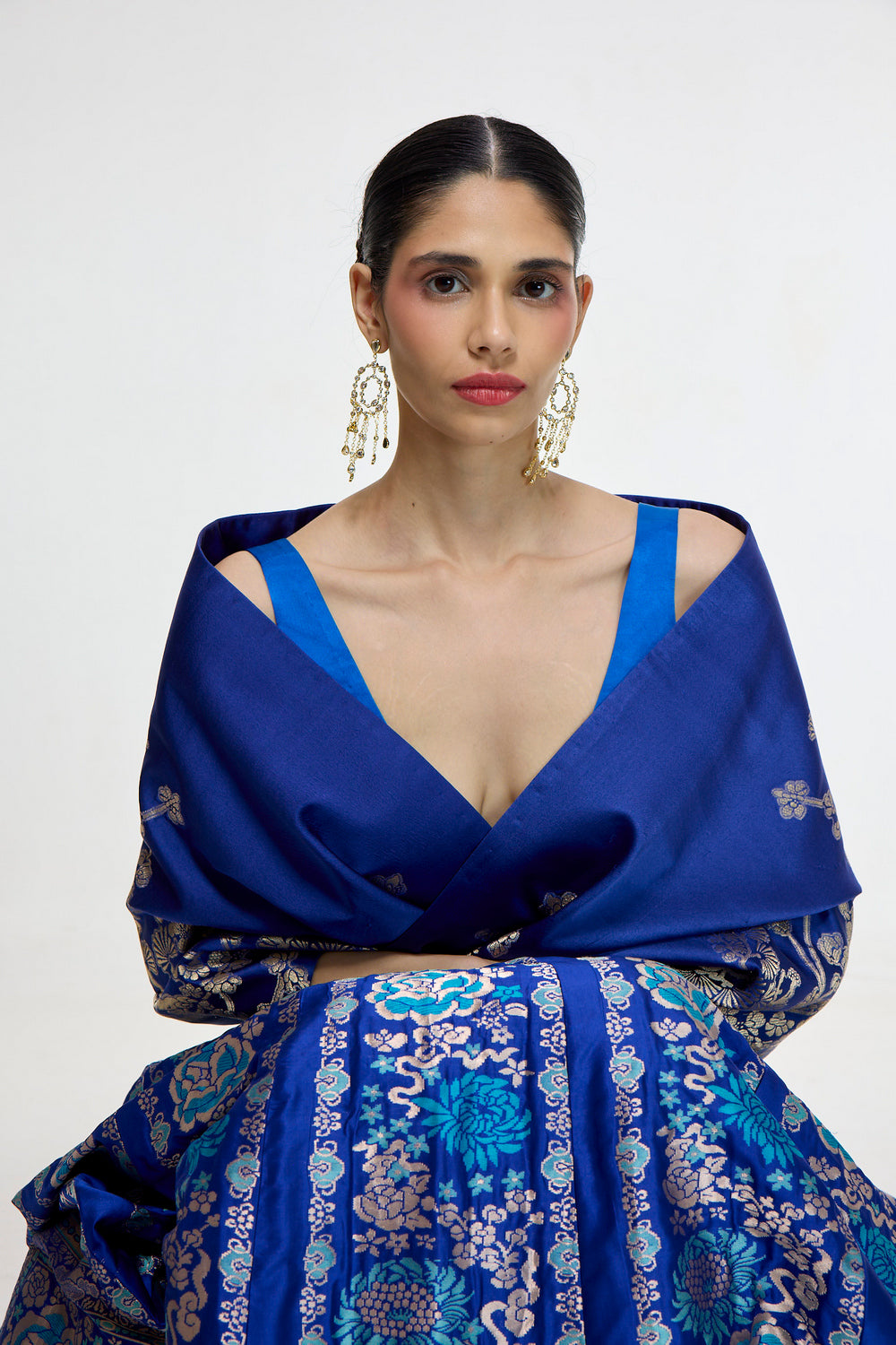 Handwoven Royal Blue Silk Shawl