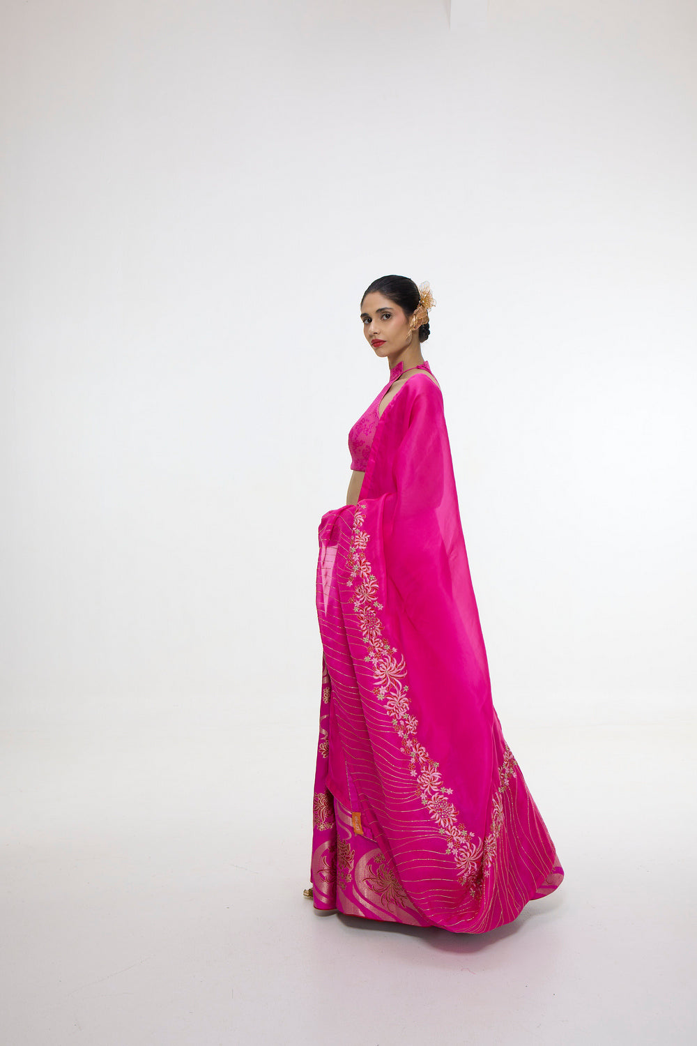 Handwoven Fuchsia Cutwork Lehenga Set