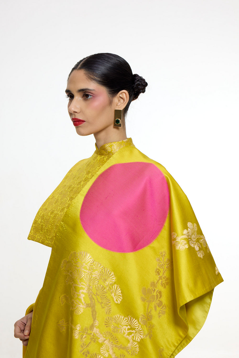 Handwoven Yellow Ochre Mashroo Silk Saree With Embroidered Border