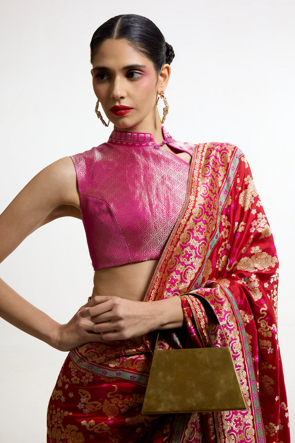 Handwoven Ruby Red Mashroo Silk Saree
