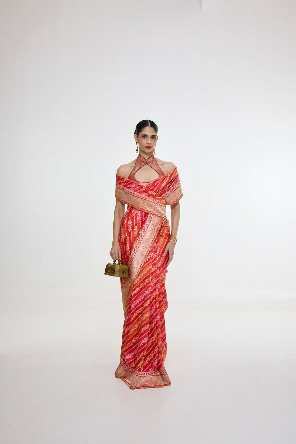 Handwoven Carmine Red Mashroo Silk Saree