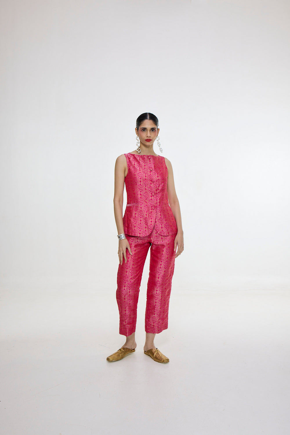 Handwoven Fuchsia Waistcoat Set