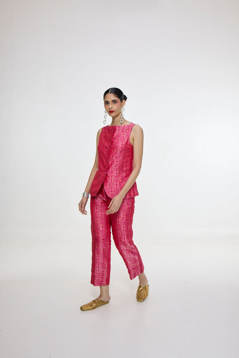 Handwoven Fuchsia Waistcoat Set