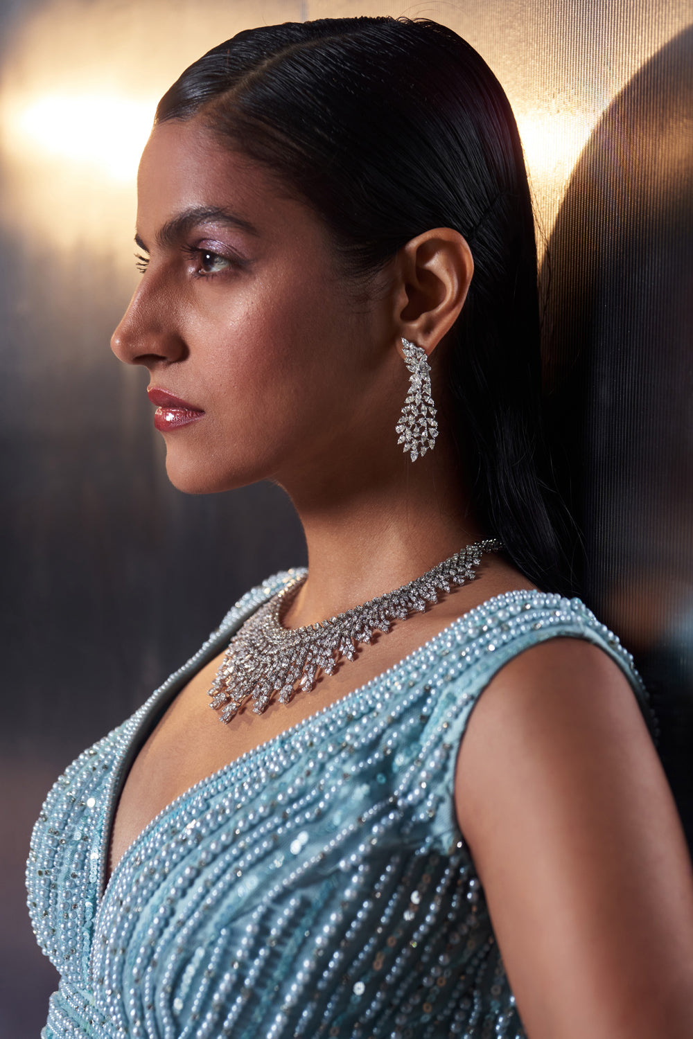 Tiffany Blue Net Lehenga Set