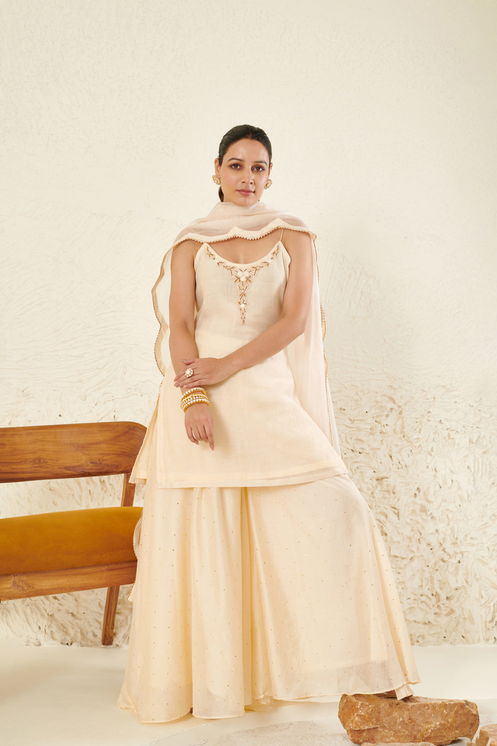 Ivory Embroidered Kurta Set