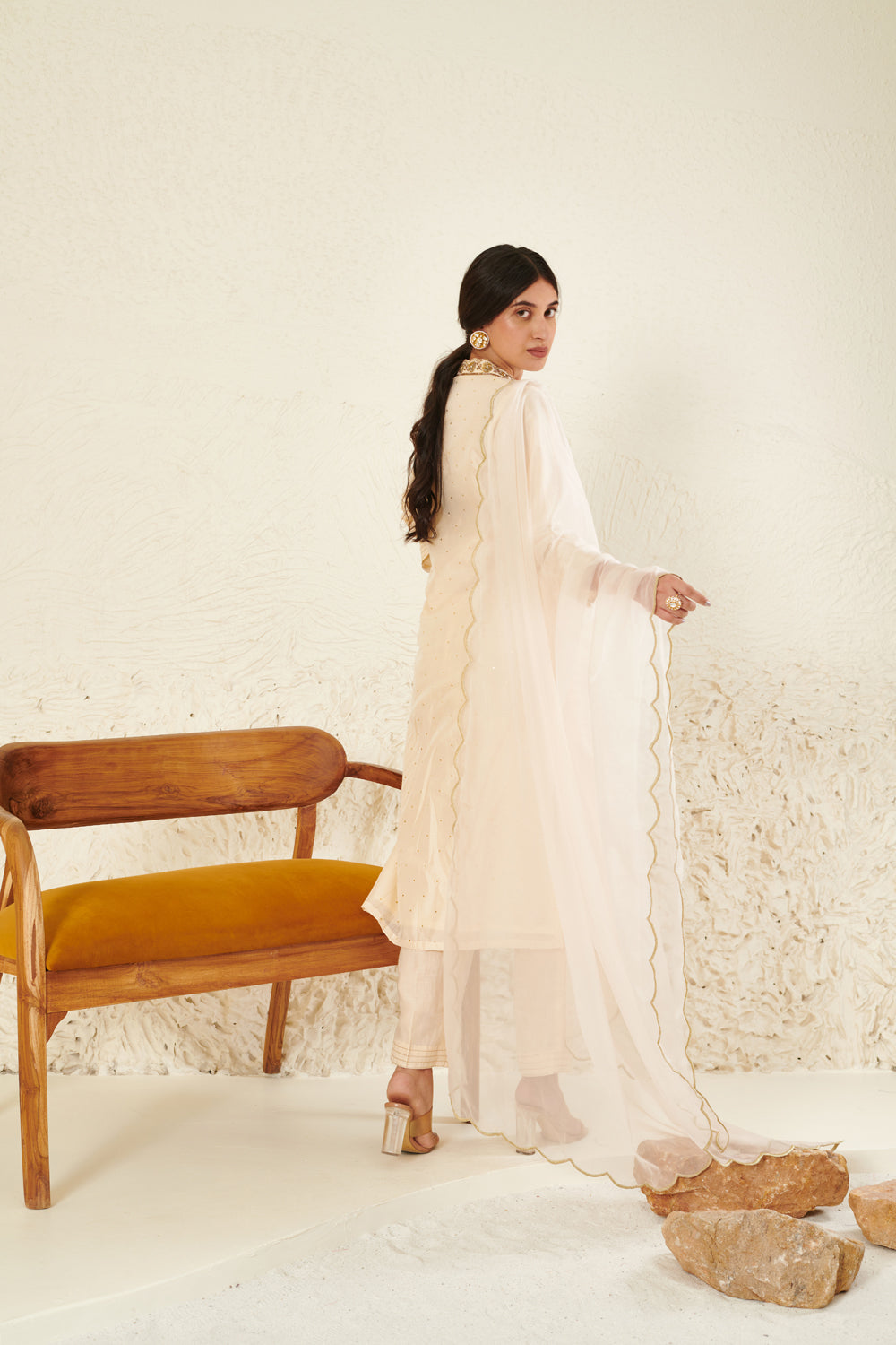 Ivory Embroidered Kurta Set