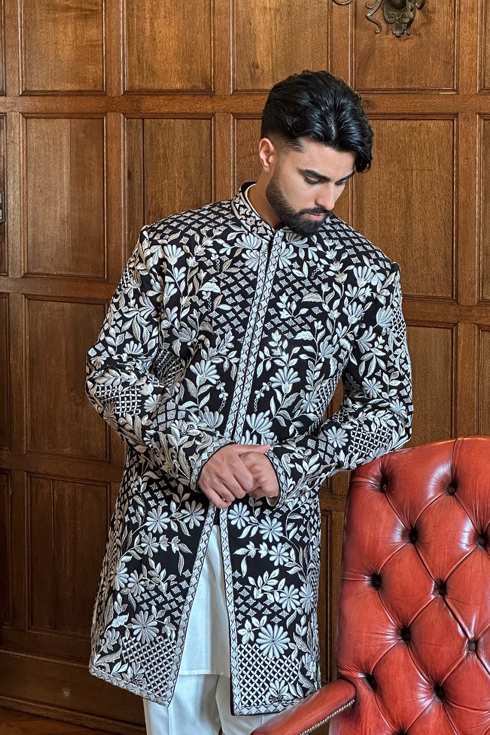 Param Singh Bharaj in Black & Silver Sherwani Set