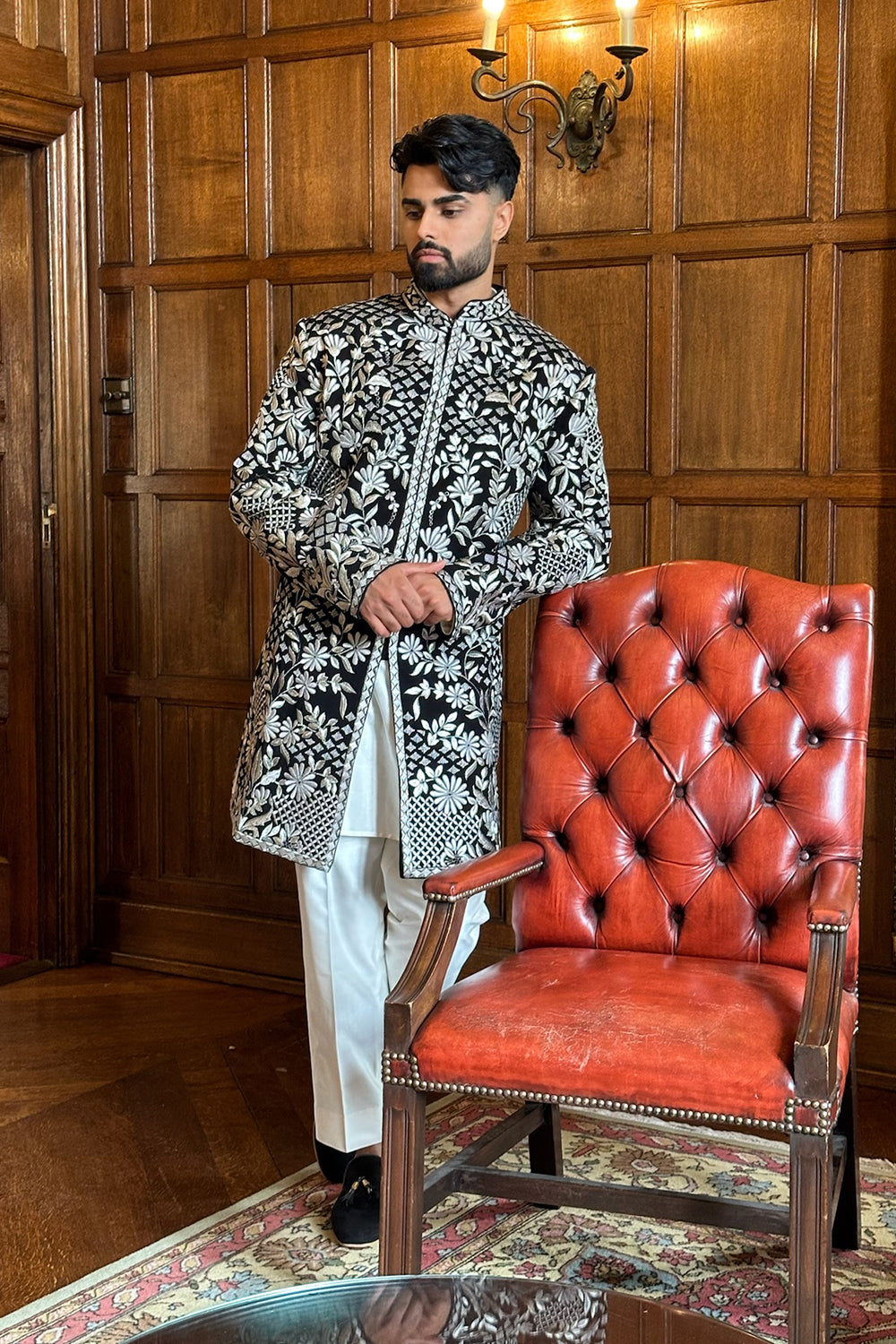 Param Singh Bharaj in Black & Silver Sherwani Set