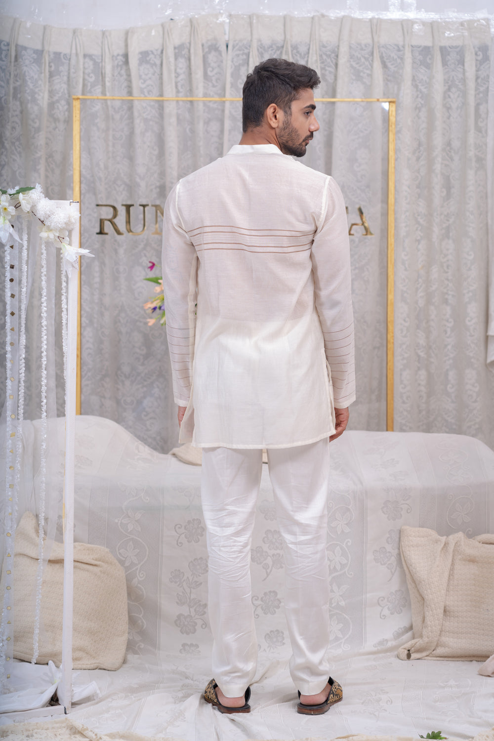 Ivory Pulled Thread Shirt Kurta Set