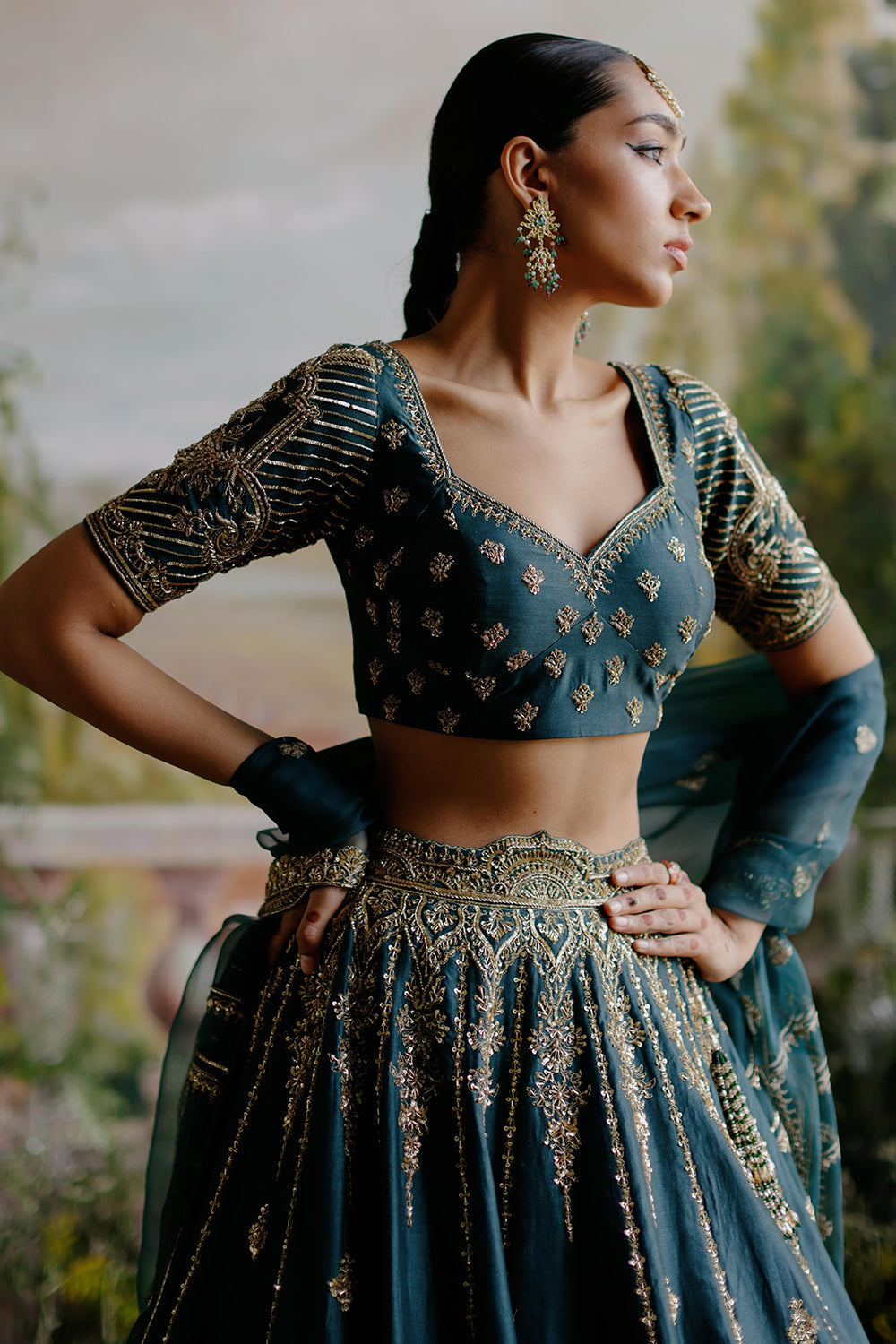 Dark Green Lehenga Set