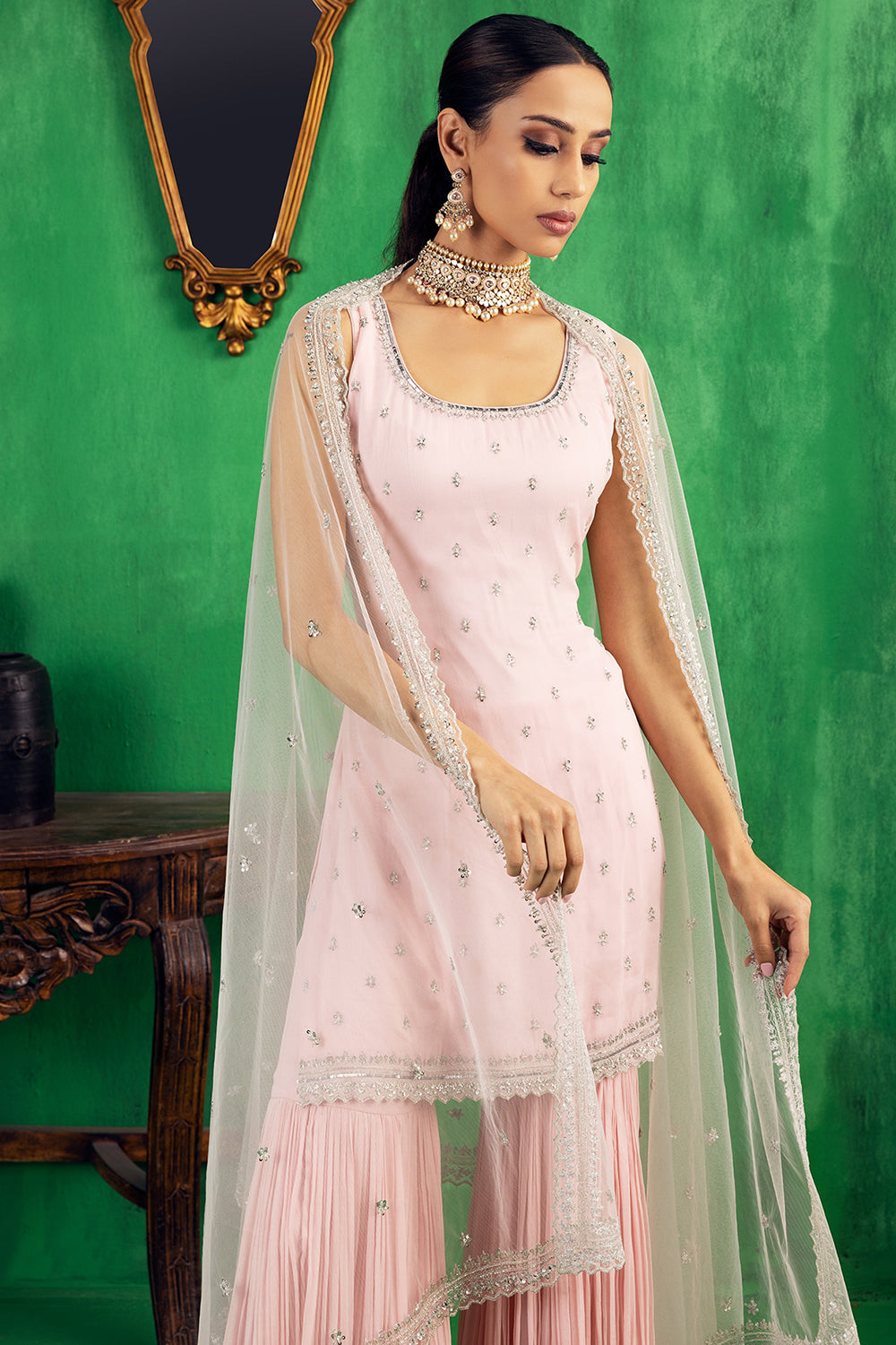 Baby Pink Raina Gharara Set