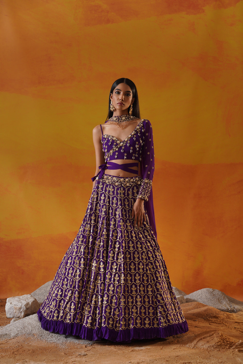Purple Georgette Lehenga Choli Set