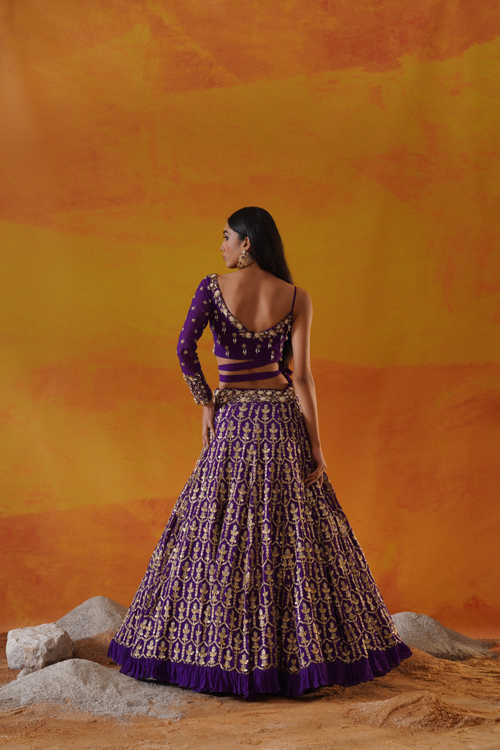 Purple Georgette Lehenga Choli Set