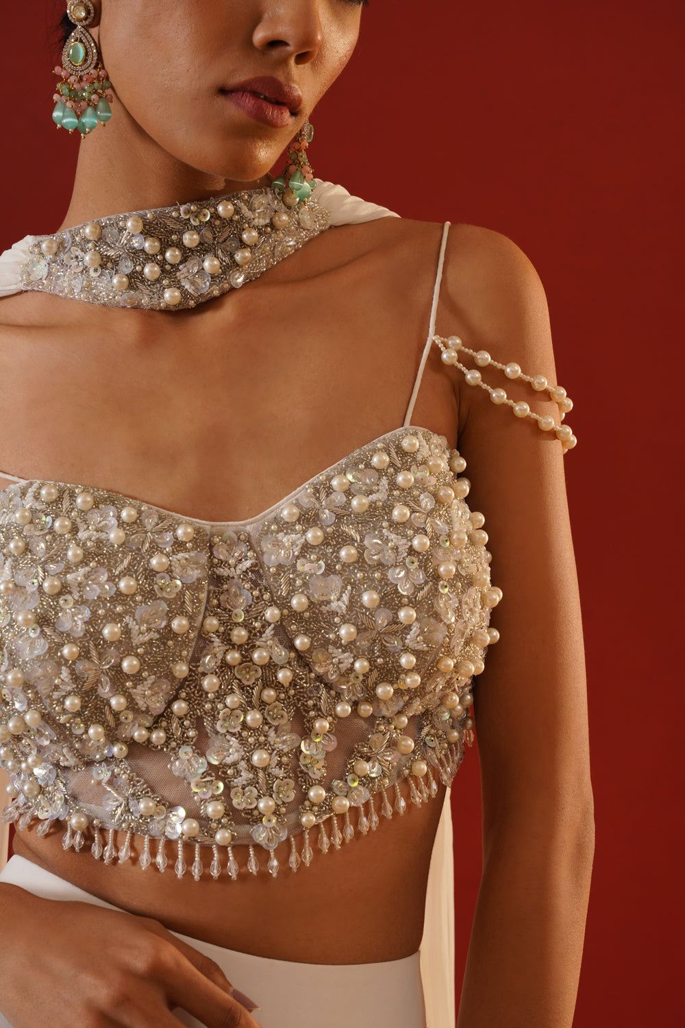 White Georgette Sharara Choli Set