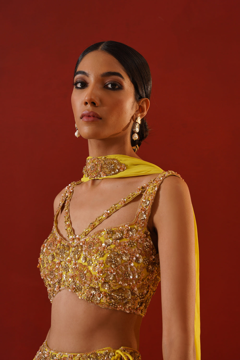 Yellow Georgette Lehenga Choli Set