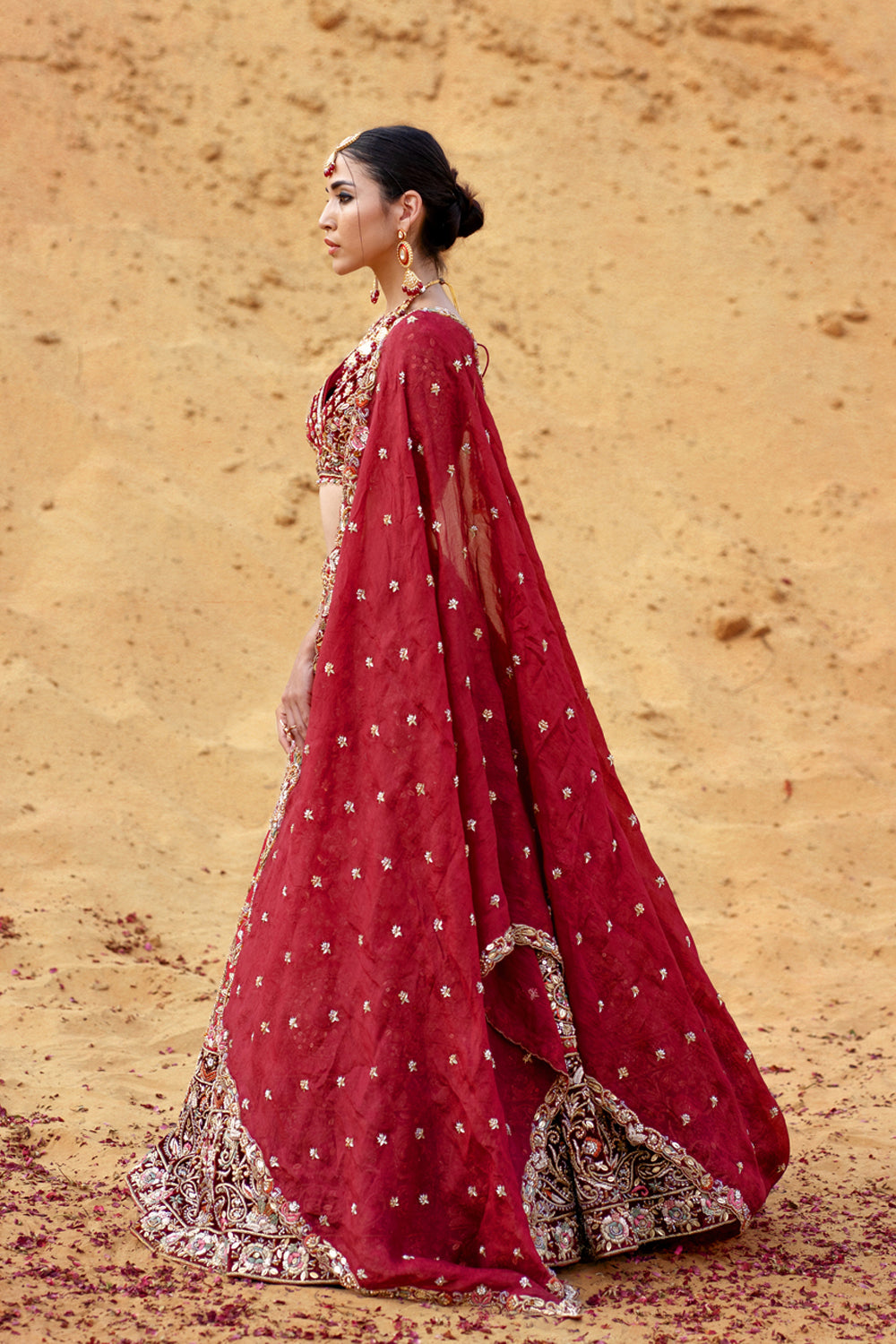 Maroon Zardozi Embroidered Lehenga Set