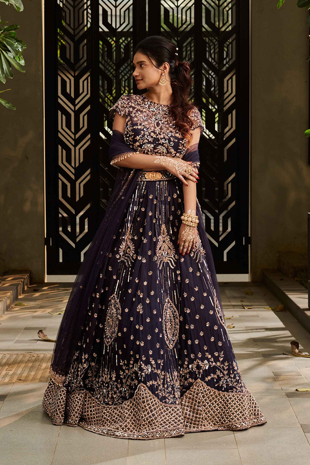 Midnight Pearl Lehanga Set