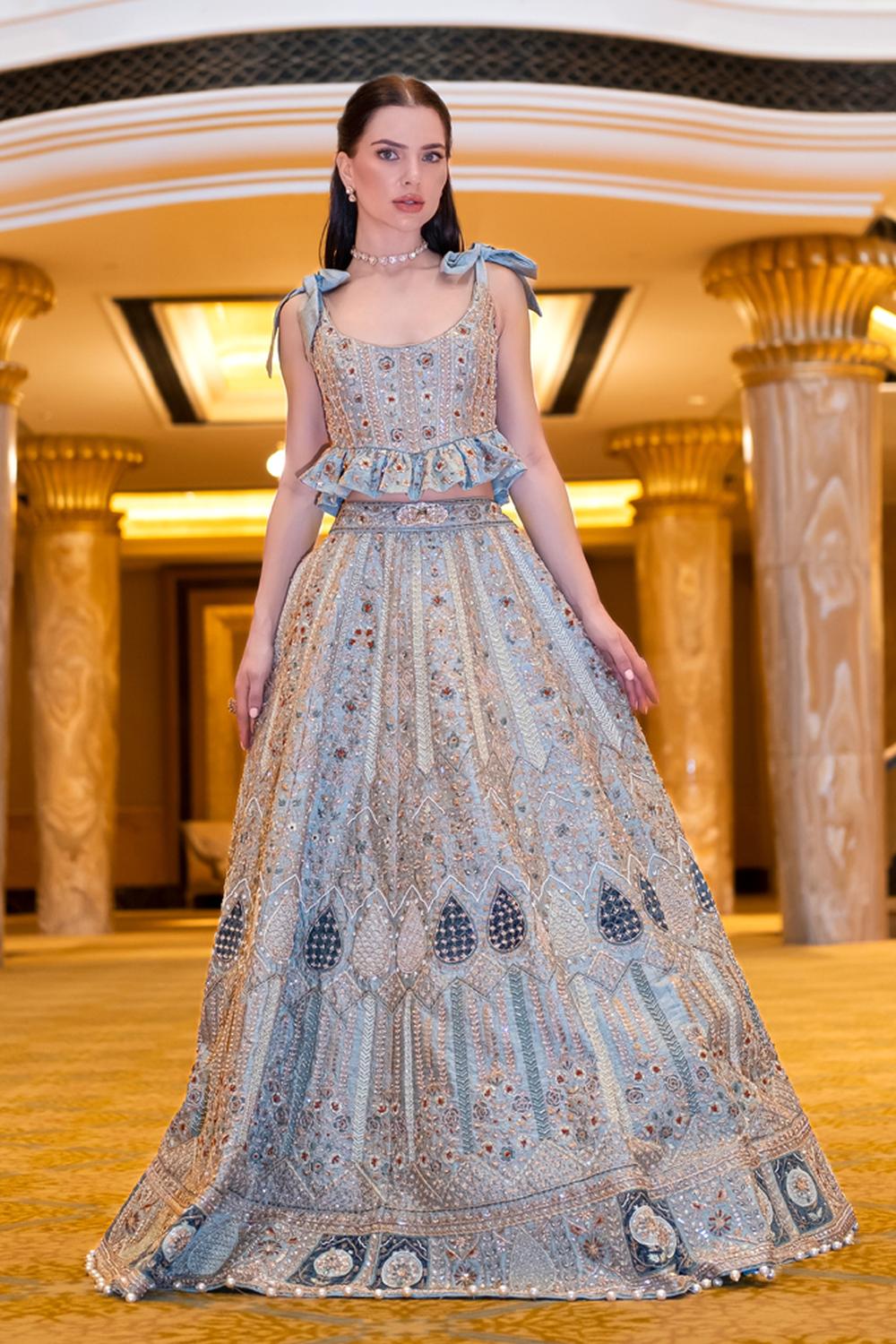 Teal Drops Minty Sage Green Lehenga Set