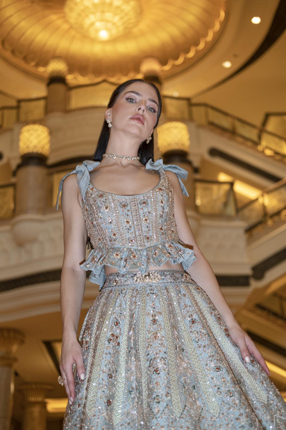 Teal Drops Minty Sage Green Lehenga Set